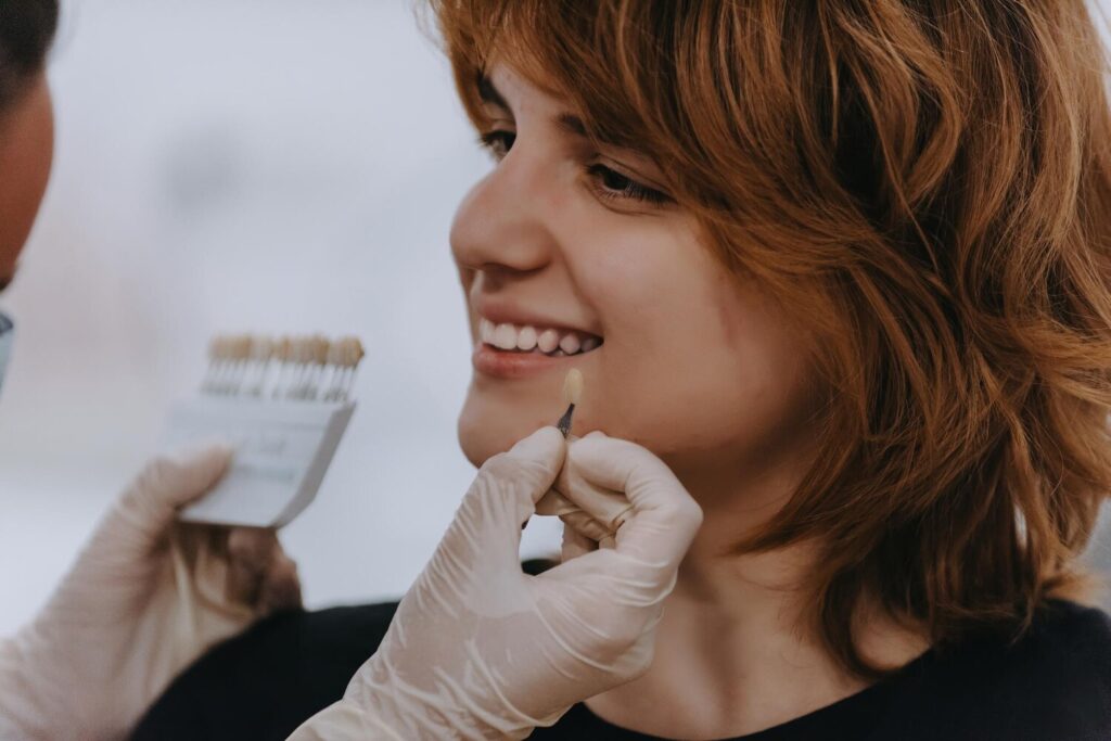 Dentist Experimenting With New Tooth Shades Prosthetics Dental Office Showcasing 597987 8326 Dentist Experimenting With New Tooth Shades Prosthetics Dental Office Showcasing 597987 8326
